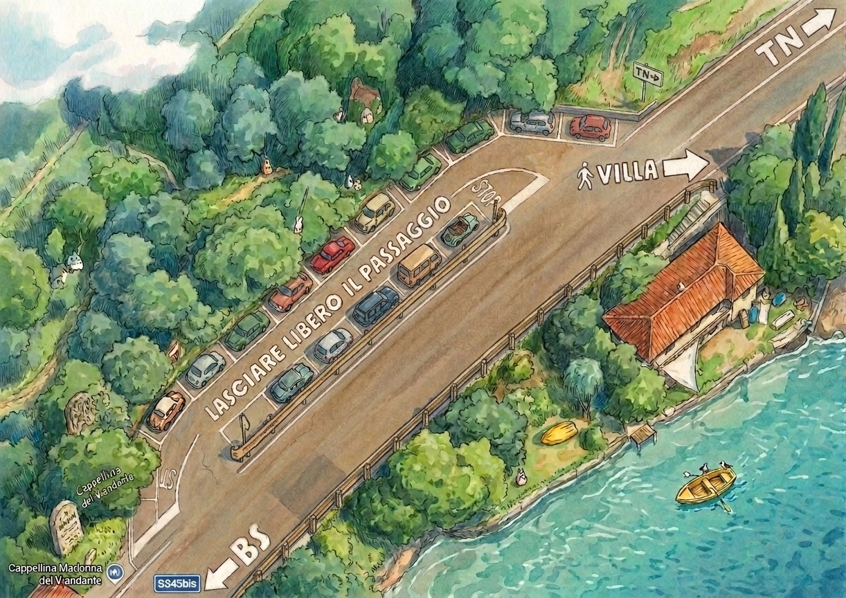 Mappa del parcheggio esterno di Villa Cappellina