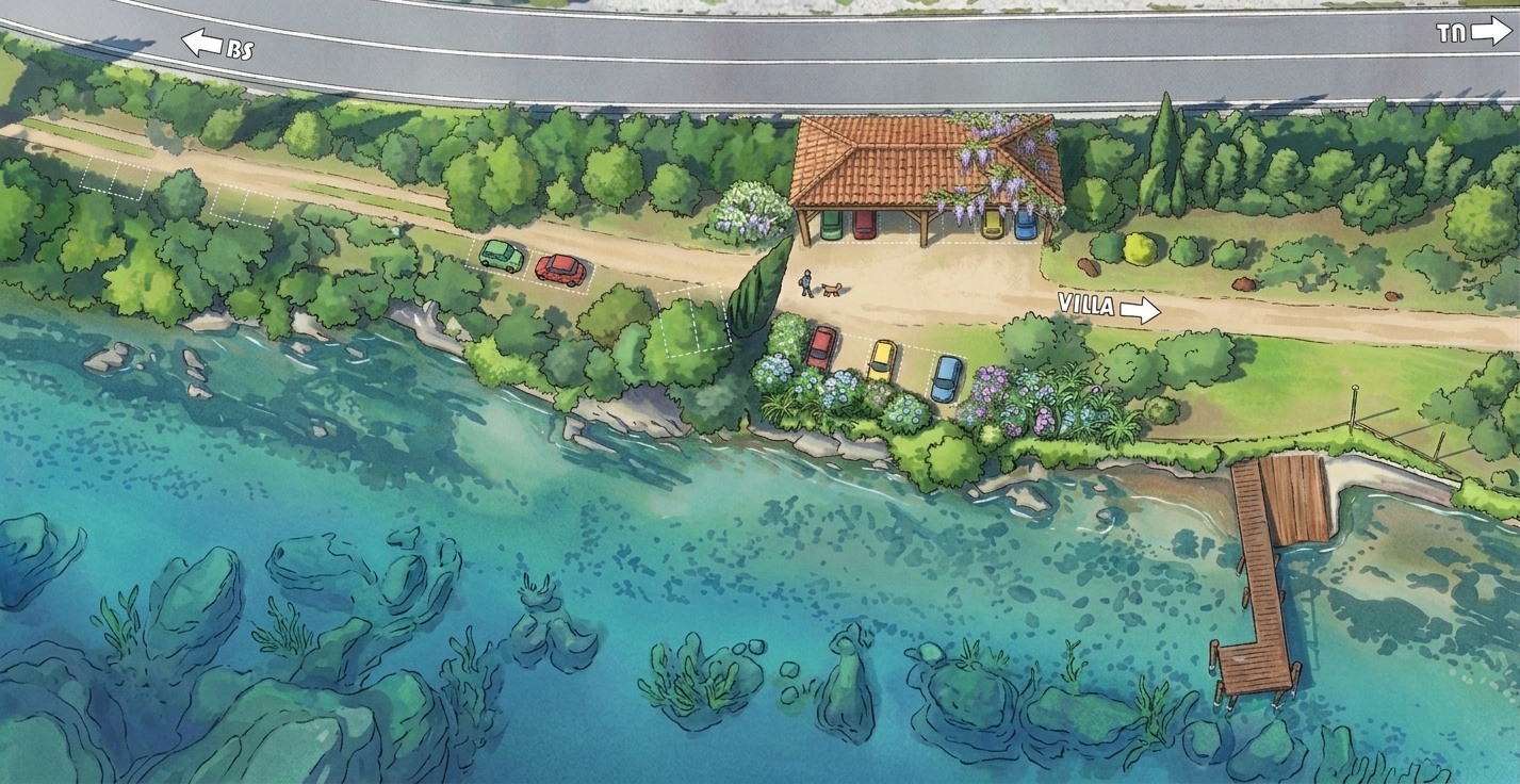 Mappa del parcheggio interno di Villa Cappellina